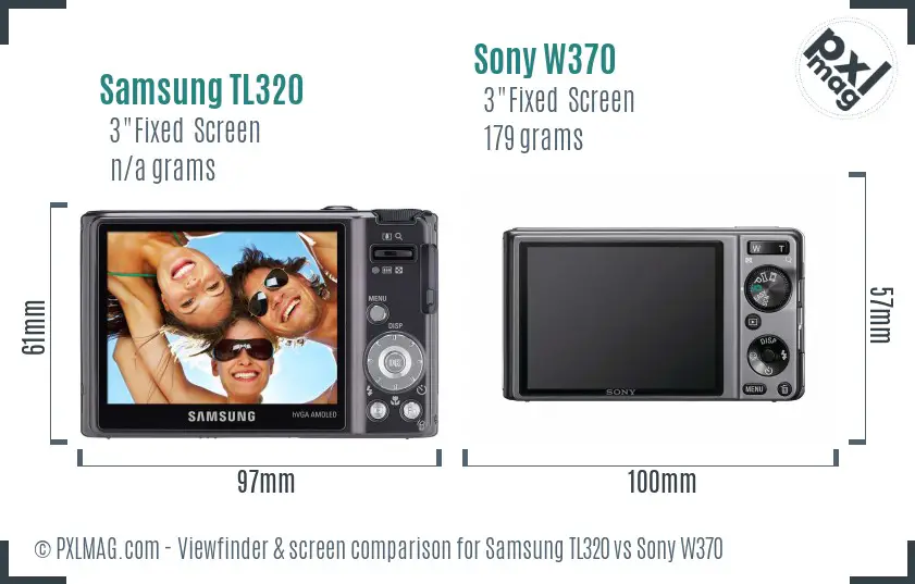 Samsung TL320 vs Sony W370 Screen and Viewfinder comparison