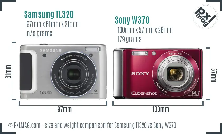 Samsung TL320 vs Sony W370 size comparison