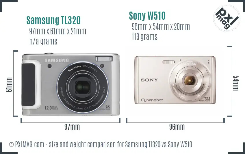 Samsung TL320 vs Sony W510 size comparison