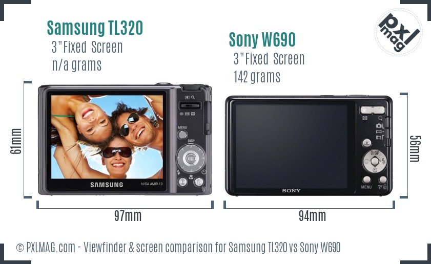 Samsung TL320 vs Sony W690 Screen and Viewfinder comparison