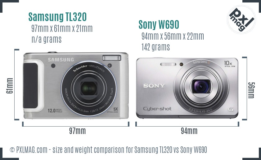 Samsung TL320 vs Sony W690 size comparison