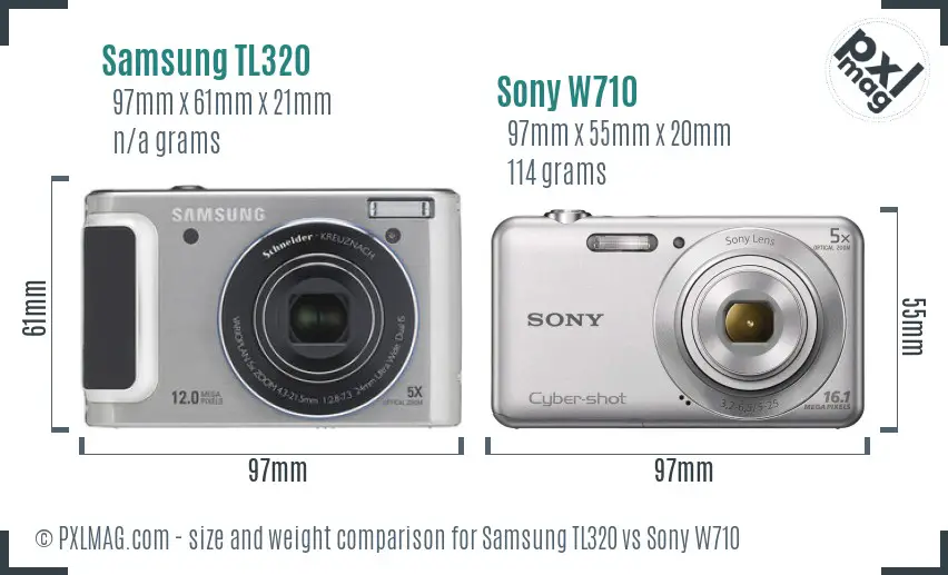 Samsung TL320 vs Sony W710 size comparison Samsung TL320 vs Sony W710 size comparison