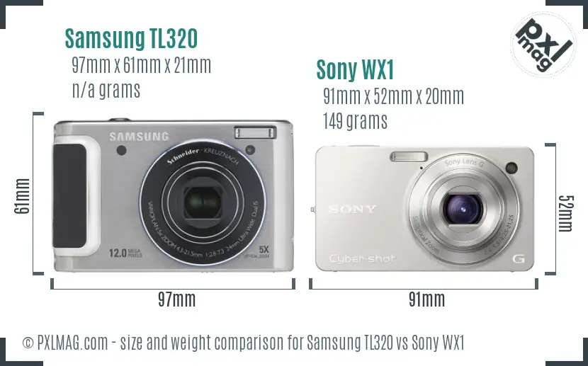 Samsung TL320 vs Sony WX1 size comparison