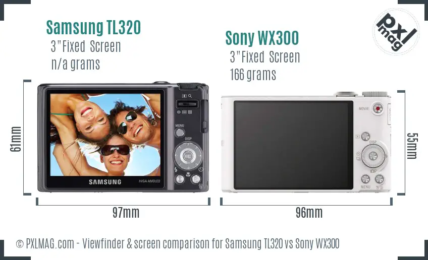 Samsung TL320 vs Sony WX300 Screen and Viewfinder comparison