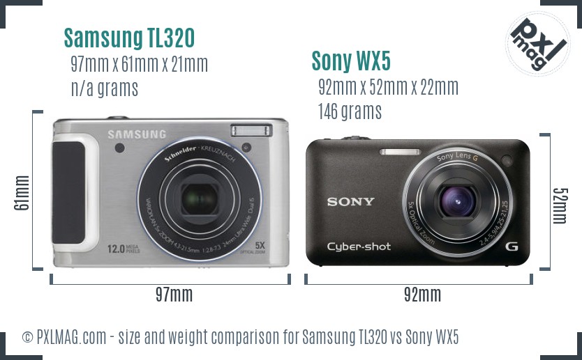Samsung TL320 vs Sony WX5 size comparison