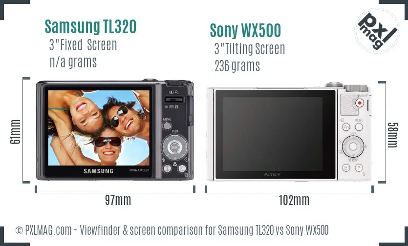 Samsung TL320 vs Sony WX500 Screen and Viewfinder comparison Samsung TL320 vs Sony WX500 Screen and Viewfinder comparison