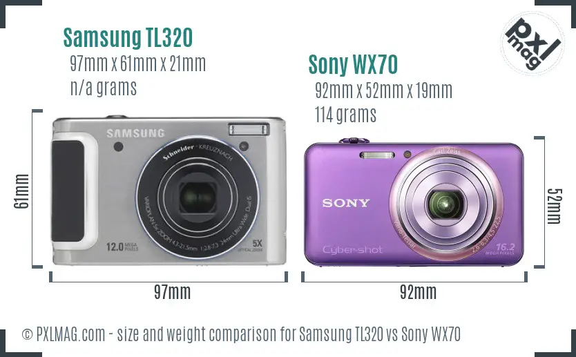 Samsung TL320 vs Sony WX70 size comparison Samsung TL320 vs Sony WX70 size comparison