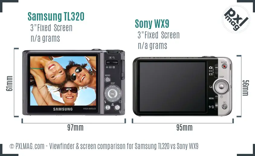 Samsung TL320 vs Sony WX9 Screen and Viewfinder comparison