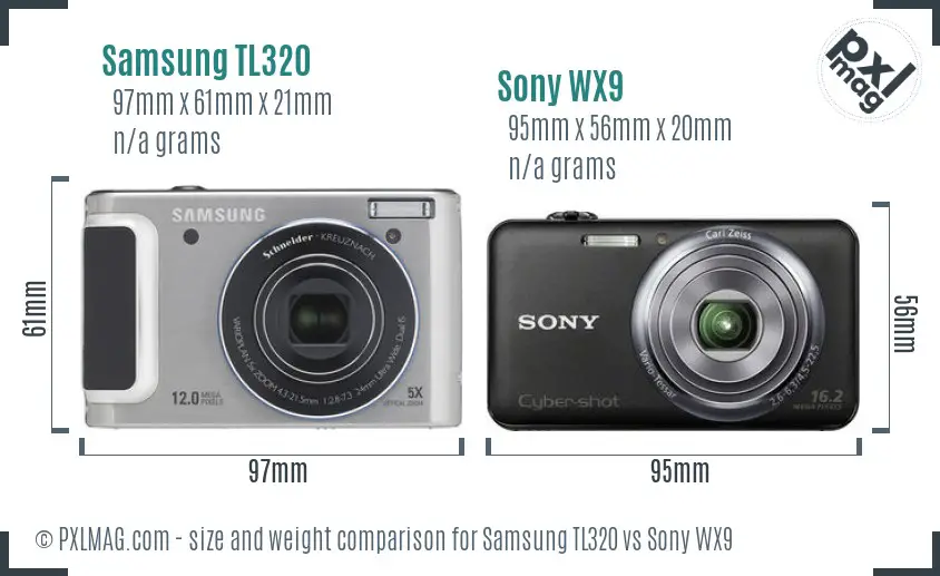 Samsung TL320 vs Sony WX9 size comparison