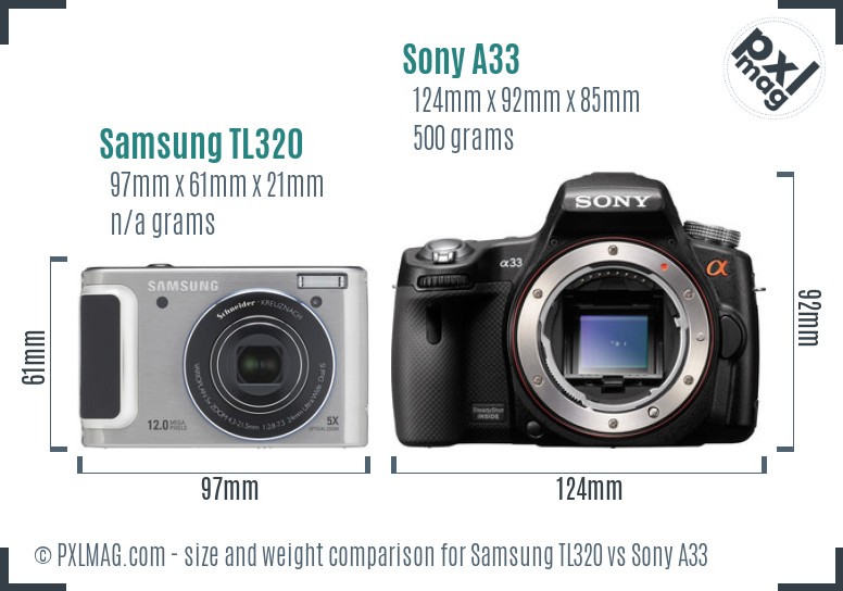 Samsung TL320 vs Sony A33 size comparison Samsung TL320 vs Sony A33 size comparison