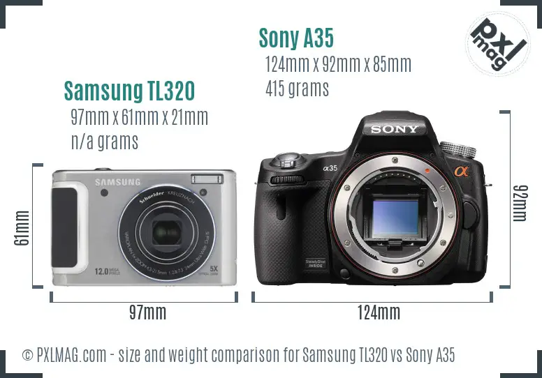 Samsung TL320 vs Sony A35 size comparison