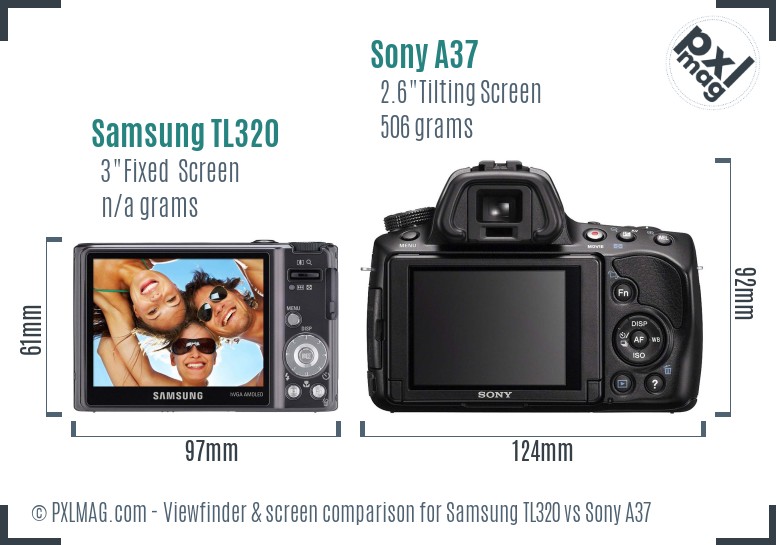 Samsung TL320 vs Sony A37 Screen and Viewfinder comparison