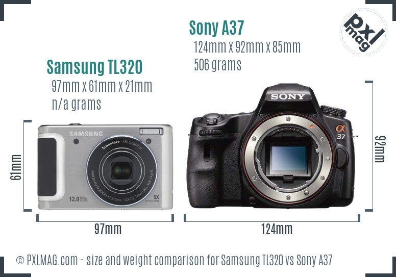 Samsung TL320 vs Sony A37 size comparison