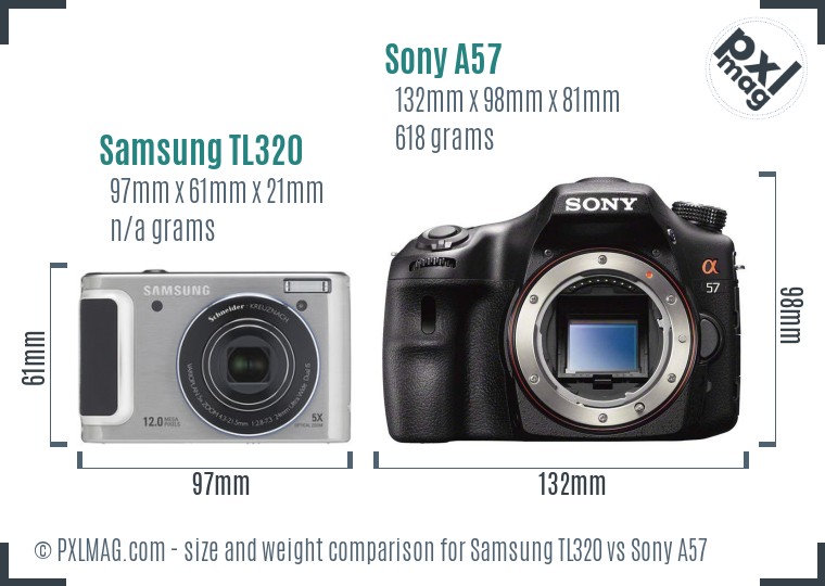Samsung TL320 vs Sony A57 size comparison Samsung TL320 vs Sony A57 size comparison