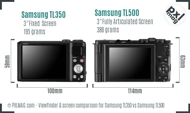 Samsung TL350 vs Samsung TL500 Screen and Viewfinder comparison