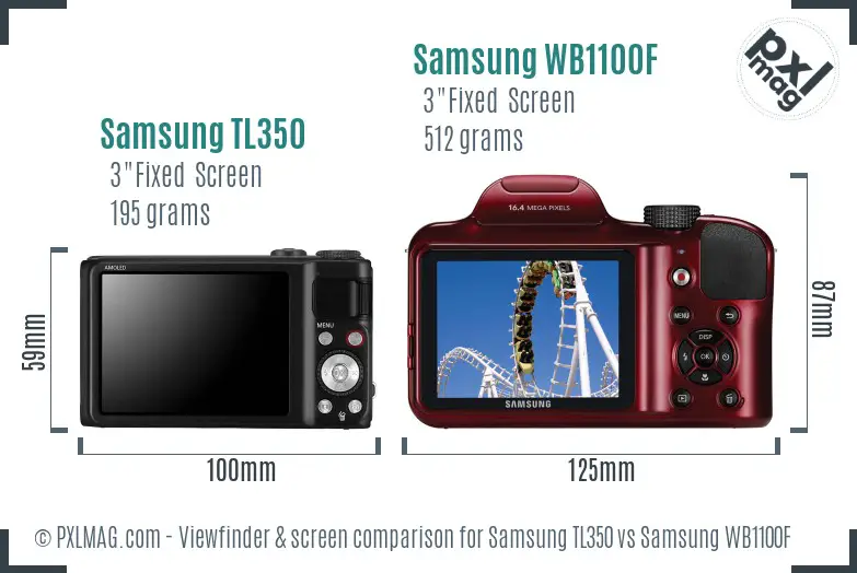 Samsung TL350 vs Samsung WB1100F Screen and Viewfinder comparison