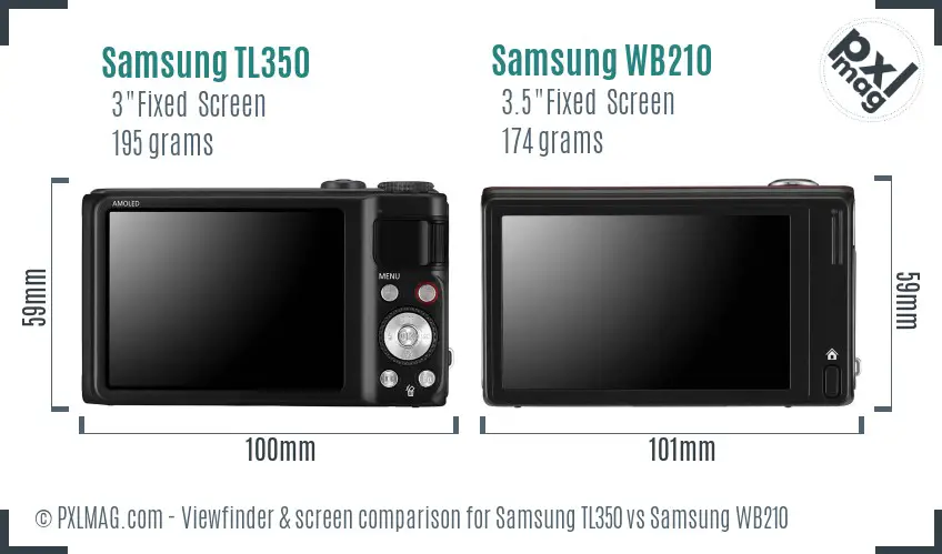 Samsung TL350 vs Samsung WB210 Screen and Viewfinder comparison