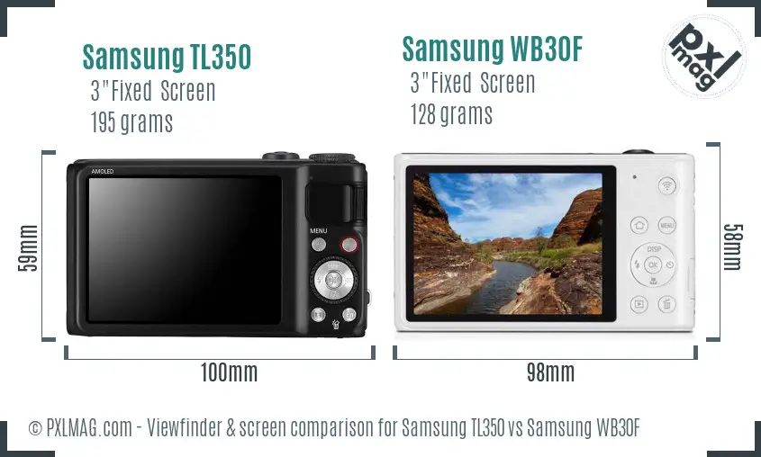 Samsung TL350 vs Samsung WB30F Screen and Viewfinder comparison
