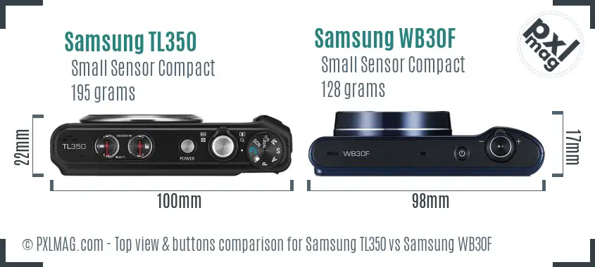 Samsung TL350 vs Samsung WB30F top view buttons comparison