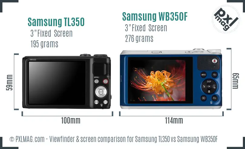 Samsung TL350 vs Samsung WB350F Screen and Viewfinder comparison