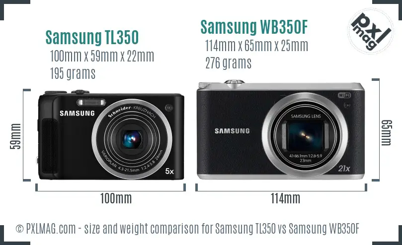 Samsung TL350 vs Samsung WB350F size comparison Samsung TL350 vs Samsung WB350F size comparison