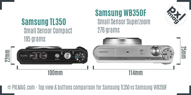 Samsung TL350 vs Samsung WB350F top view buttons comparison