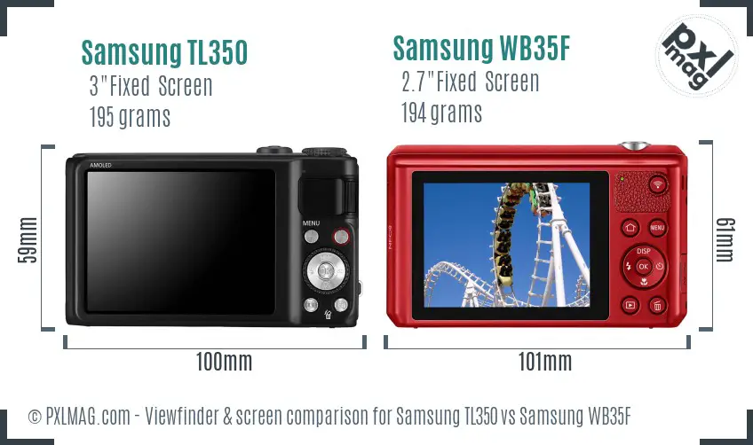 Samsung TL350 vs Samsung WB35F Screen and Viewfinder comparison