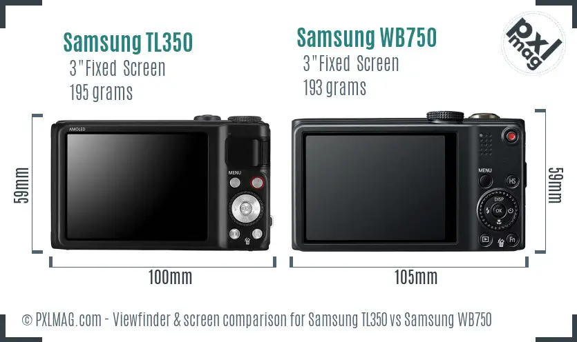 Samsung TL350 vs Samsung WB750 Screen and Viewfinder comparison