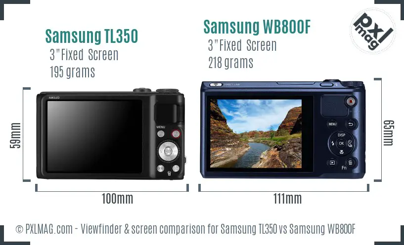 Samsung TL350 vs Samsung WB800F Screen and Viewfinder comparison