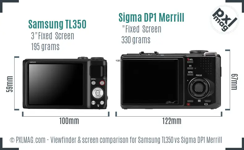 Samsung TL350 vs Sigma DP1 Merrill Screen and Viewfinder comparison