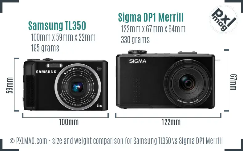 Samsung TL350 vs Sigma DP1 Merrill size comparison