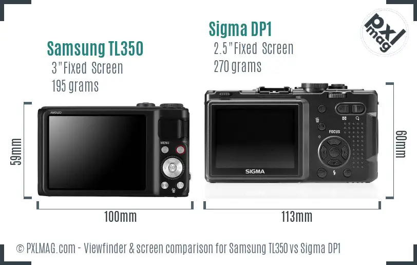 Samsung TL350 vs Sigma DP1 Screen and Viewfinder comparison