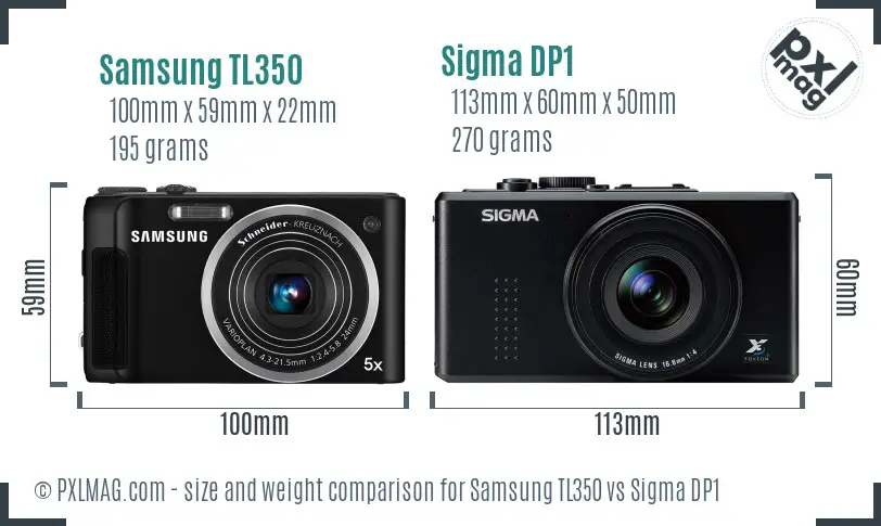 Samsung TL350 vs Sigma DP1 size comparison