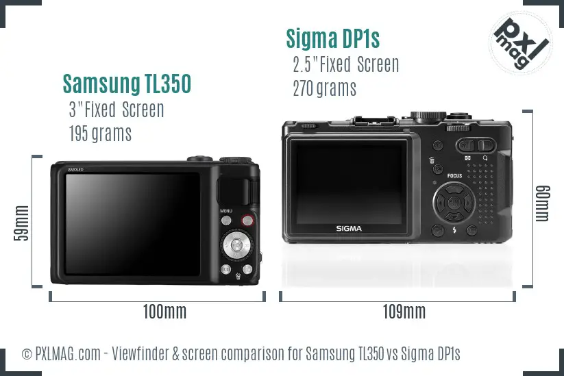 Samsung TL350 vs Sigma DP1s Screen and Viewfinder comparison