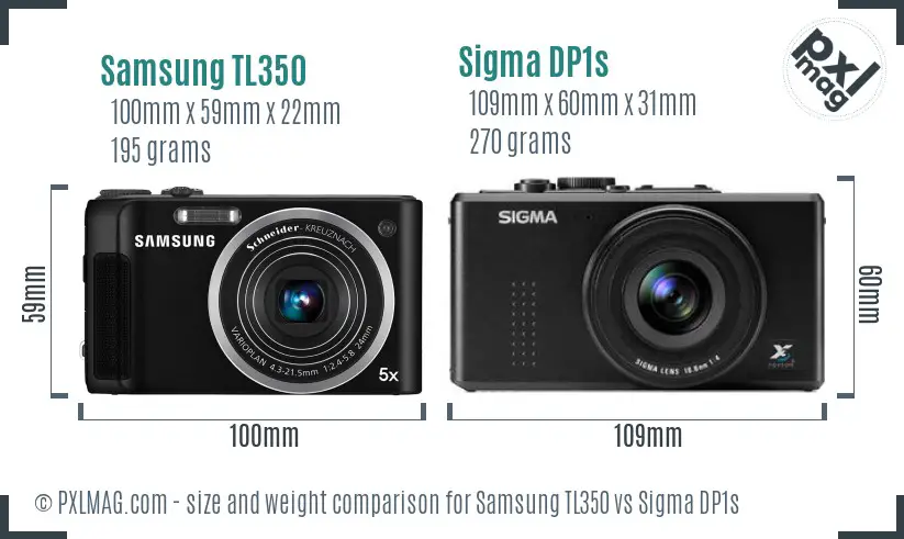 Samsung TL350 vs Sigma DP1s size comparison