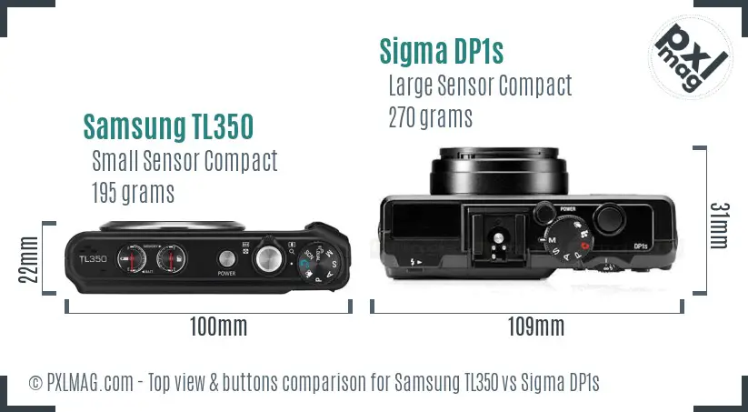 Samsung TL350 vs Sigma DP1s top view buttons comparison