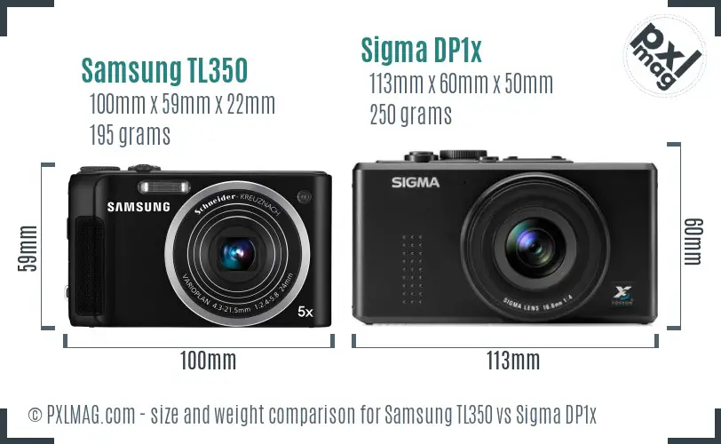 Samsung TL350 vs Sigma DP1x size comparison