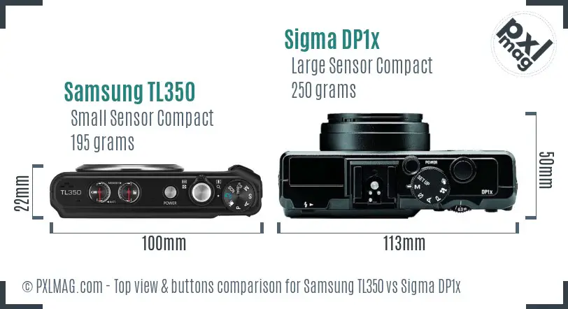 Samsung TL350 vs Sigma DP1x top view buttons comparison