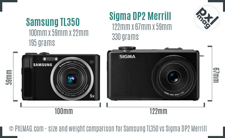 Samsung TL350 vs Sigma DP2 Merrill size comparison