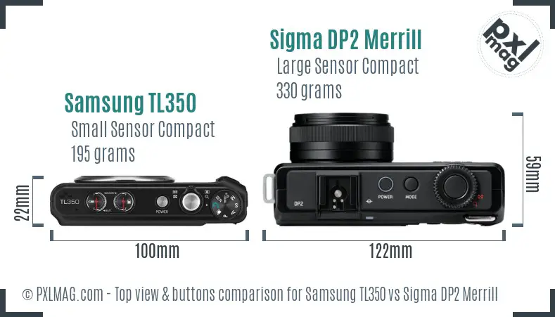 Samsung TL350 vs Sigma DP2 Merrill top view buttons comparison