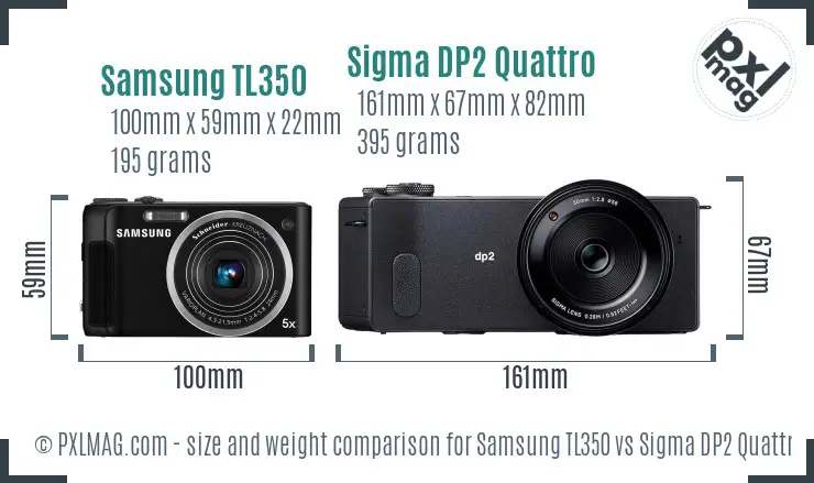 Samsung TL350 vs Sigma DP2 Quattro size comparison