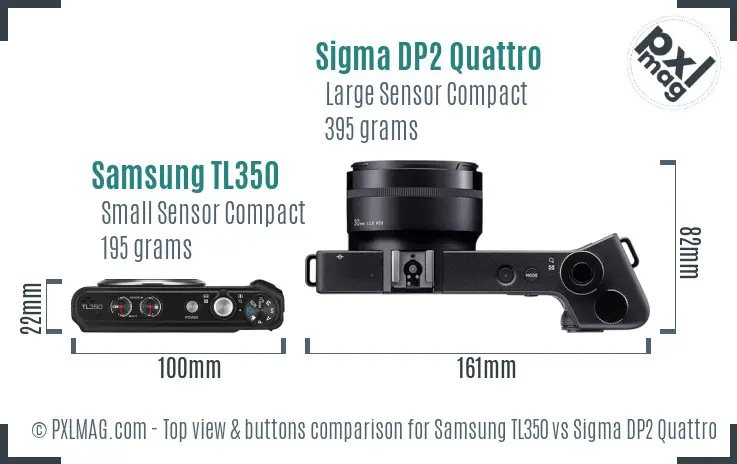 Samsung TL350 vs Sigma DP2 Quattro top view buttons comparison