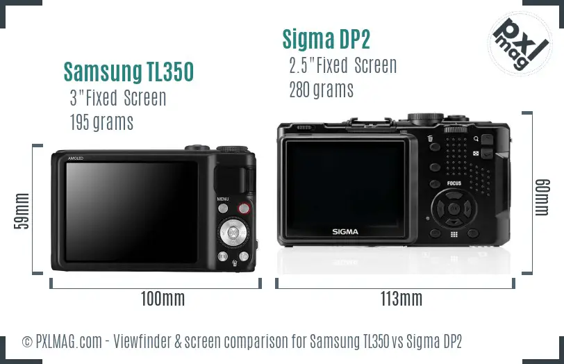 Samsung TL350 vs Sigma DP2 Screen and Viewfinder comparison
