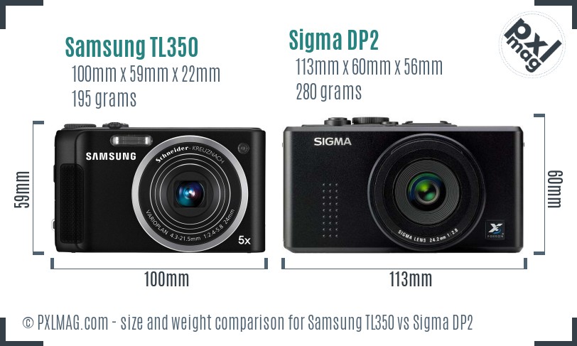 Samsung TL350 vs Sigma DP2 size comparison