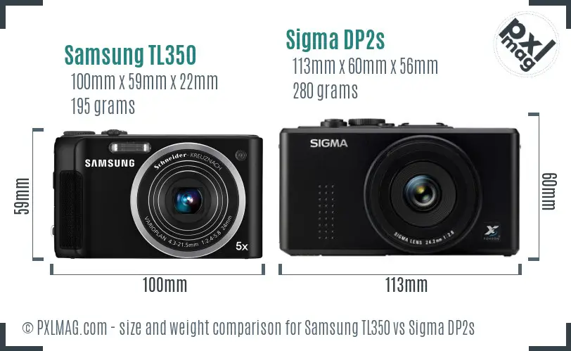 Samsung TL350 vs Sigma DP2s size comparison