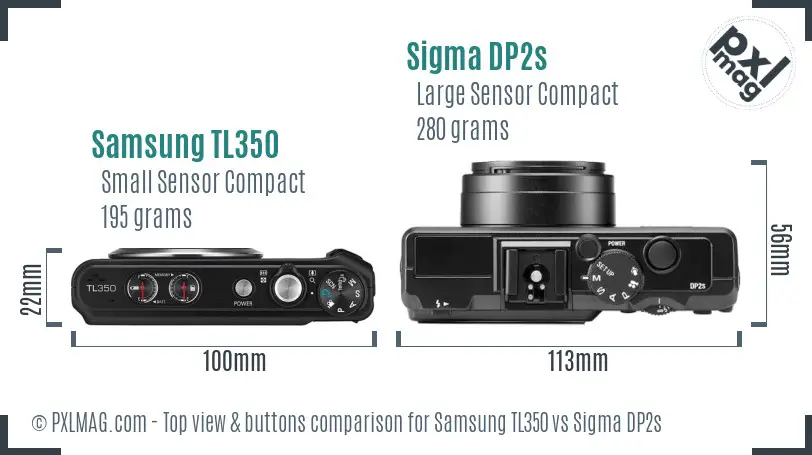 Samsung TL350 vs Sigma DP2s top view buttons comparison