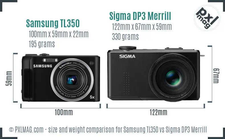 Samsung TL350 vs Sigma DP3 Merrill size comparison