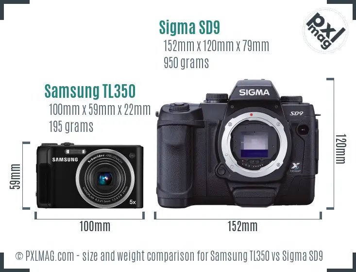 Samsung TL350 vs Sigma SD9 size comparison