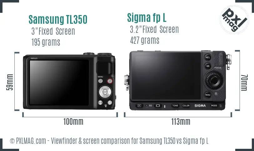 Samsung TL350 vs Sigma fp L Screen and Viewfinder comparison