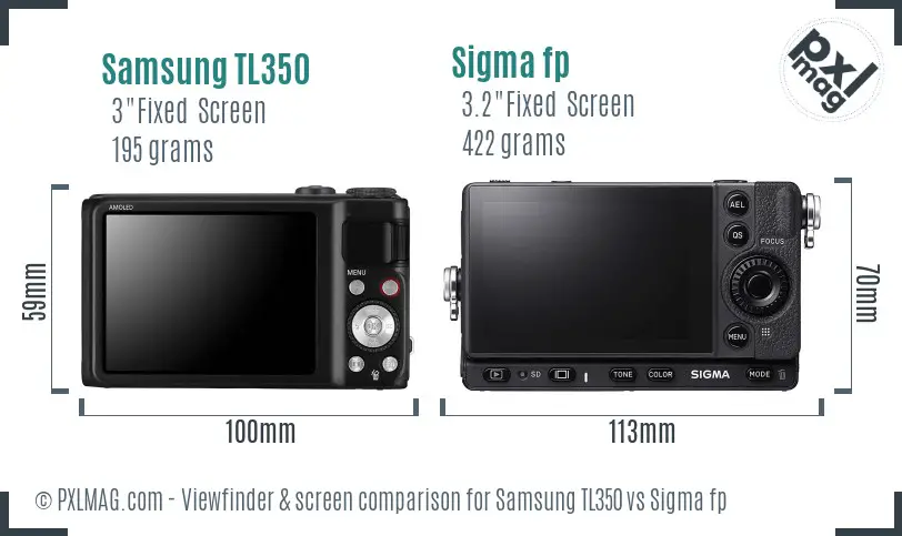 Samsung TL350 vs Sigma fp Screen and Viewfinder comparison